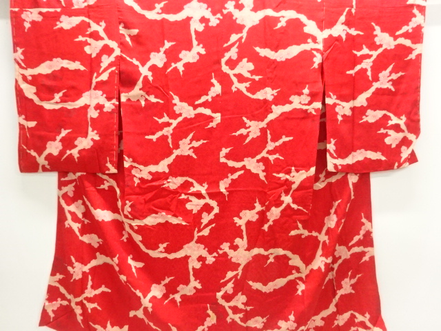 JAPANESE KIMONO / ANTIQUE JUBAN / SILK / MON KINSHA / BRANCH UME